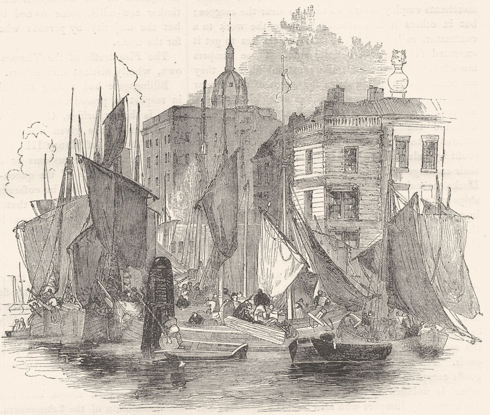 LONDON. Billingsgate 1850 old antique vintage print picture